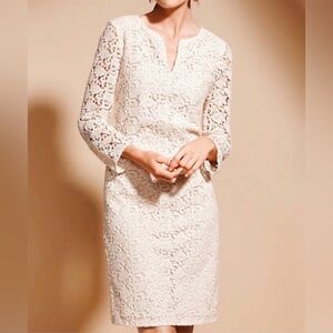 Talbots Lace Embroidery Dress Vintage off white size 16